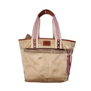 COACH Hamptons Weekend Champagne Satin Mini Tote Pink Trim Shoulder Bag